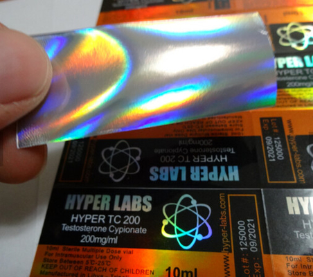 el adhesivo del laser del frasco 10ml etiqueta la prenda impermeable de la aduana del paquete del frasco de la etiqueta engomada del holograma