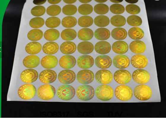 Agua salada de la etiqueta engomada del holograma de la seguridad del oro del laser del ANIMAL DOMÉSTICO y no tóxico antis