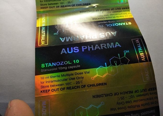 El frasco de cristal del color del holograma de oro etiqueta las etiquetas de la botella de la farmacia del diseño de Aus Pharma