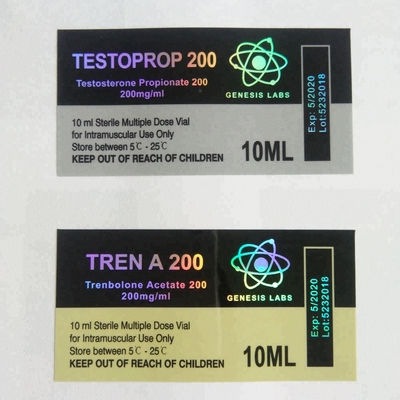 Etiquetas de frascos de vidrio de 10 ml para productos farmacéuticos de PET con impresión OEM