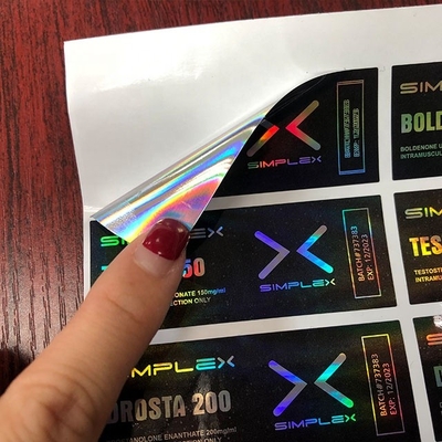 Etiquetas holográficas de vial de 10 ml 60x30 mm para botella de vial