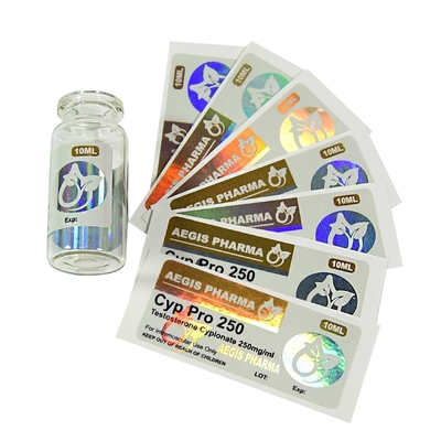 Cyp 250 mg Adhesivo de raspadura Holográfico Etiqueta impresora personalizada Etiquetas de los viales de 10 ml