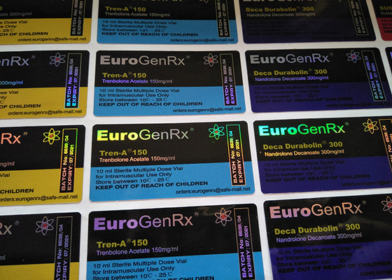El vial de cristal Euro GenRX impermeable brillante etiqueta las etiquetas autoadhesivas de la medicación del holograma