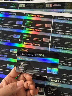 Etiquetas de viales de L-CARNITINA 500mg/ml 30ml con logotipo y diseño personalizados