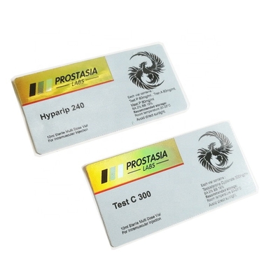 Rollo de etiquetas de vial de 10 ml Adhesivos para inyecciones de péptidos de farmacia Vial con impresión en papel de oro