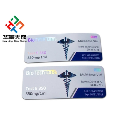 Etiquetas de vial RX de 10 ml de papel plateado metalizado de pegatinas Impresión con servicio de diseño gratuito