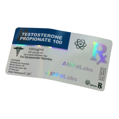 Prueba de Propionato de inyección de medicamentos etiquetas de frasco de vidrio 25x60mm material de holograma láser