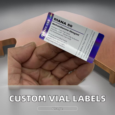 Etiquetas de vial de diseño personalizado de PET Cajas para culturismo inyectables píldoras anabólicas brillantes holográficas botellas
