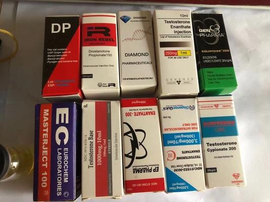 Diseño gratuito Cajas de vial de 10 ml para prueba de esteroides Cyp Vials de embalaje Opción de diseño personalizado