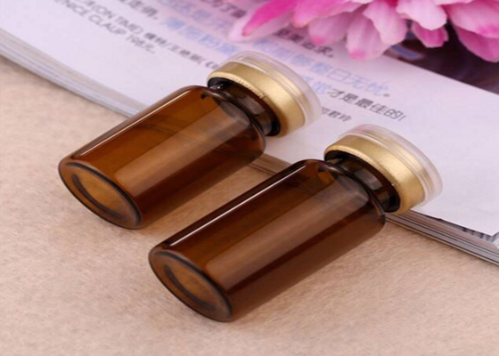 Vial de vidrio marrón claro de 10 ml con tapas y tapones para el aceite de inyección de esteroides