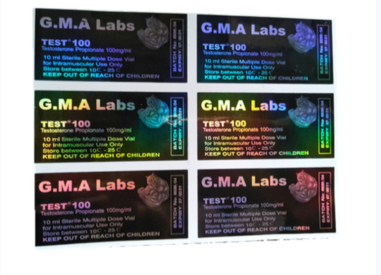 Etiquetas del vial de 10 ml con papel plateado/oro en relieve Para el ensayo E 250