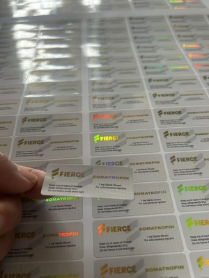 Etiquetas personalizadas de frascos de vidrio para HCG 10000 y otros productos péptidos con material PET holográfico láser