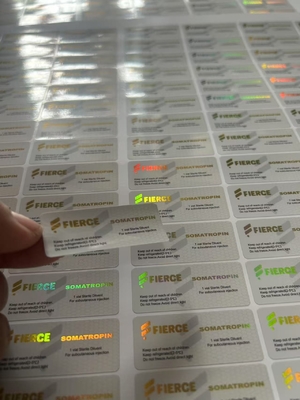 Etiquetas personalizadas de frascos de vidrio para HCG 10000 y otros productos péptidos con material PET holográfico láser