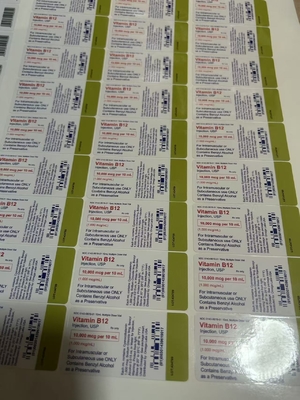 Etiquetas de aceite adhesivo para inyección de vitamina B12 personalizado para botellas de vidrio de 10 ml