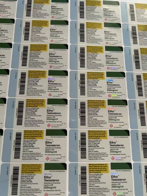 Prueba E etiquetas adhesivas de botellas de vial de 10 ml con la marca personalizada