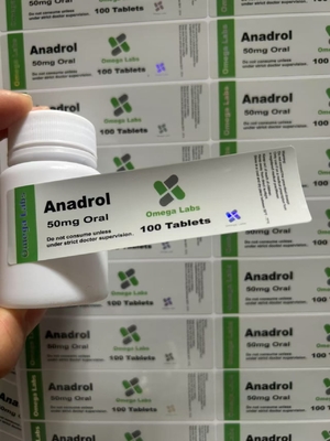 Etiquetas de las tabletas orales de Anadrol Papel/ PET/ PVC Material para botellas de plástico de 50 mg