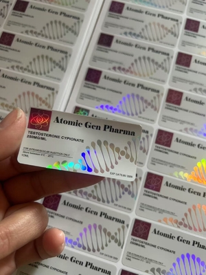 Etiquetas de frascos de vidrio resistentes al agua y duraderos para laboratorios de Testo E Nano con efecto de brillo láser y diseño personalizado