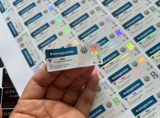 Tirzepatida 60 mg 2 ml Etiquetas de frasco de vidrio con material láser de holograma PET