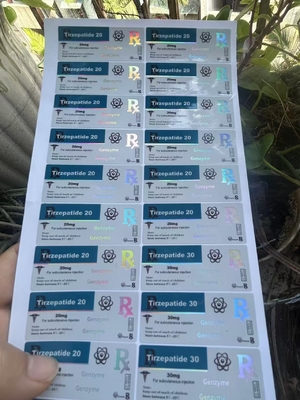 Tirzepatida 40 mg etiquetas de vial de vidrio con diseño personalizado