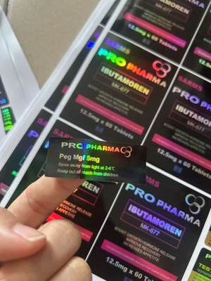 Clomid 50mg Etiquetas de botellas de plástico personalizadas Etiquetas con fondo negro Impresión de palabras con láser