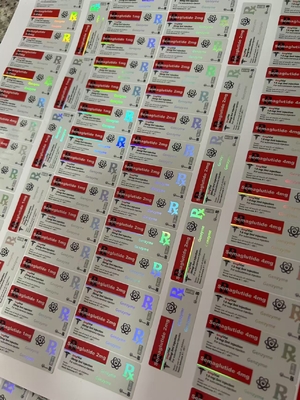 Etiquetas de Semaglutida 1mg 5x2cm Efecto Holograma Láser para Viales de 2ml y 3ml
