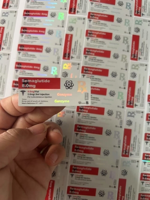 Etiquetas de Semaglutida 1mg 5x2cm Efecto Holograma Láser para Viales de 2ml y 3ml