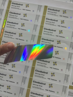Clen 40mcg Orals Medication Bottle Labels Pharmacy Label with laser effect