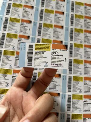 Pruebas de etiquetas de botellas de farmacia Sustan para viales de 10 ml