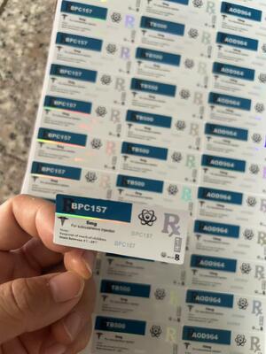 Aod964 10mg Etiquetas de viales de péptidos Material láser PET Etiquetas de viales de 2 ml