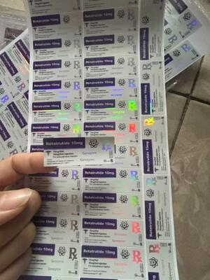 Aod964 10mg Etiquetas de viales de péptidos Material láser PET Etiquetas de viales de 2 ml