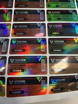 Etiquetas en negrita de 300 viales de 10 ml con efecto brillante