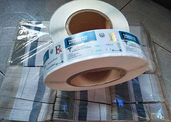 Rollo de etiquetas autoadhesivas de láser olográfico brillante para vial de inyección vial