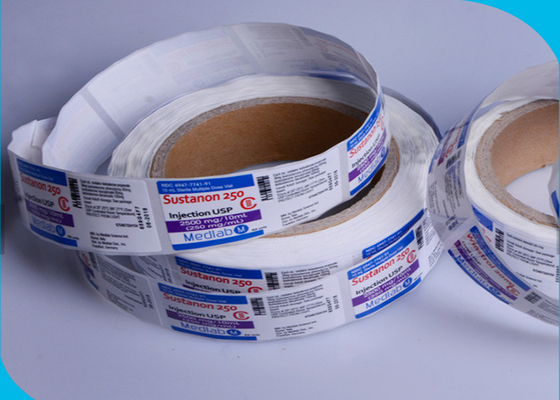 El frasco brillante del frasco del rollo etiqueta la forma cuadrada adhesiva fuerte para el frasco de la inyección