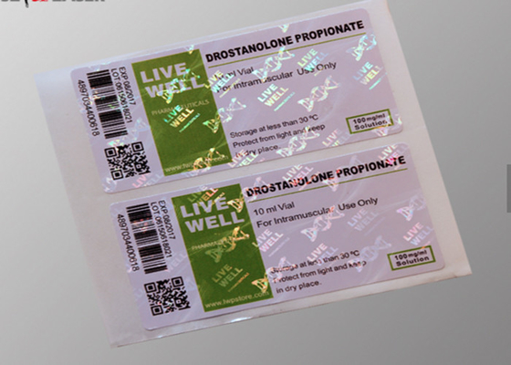 Etiquetas engomadas de encargo del holograma del frasco adhesivo fuerte para el propionato de Drostanolone