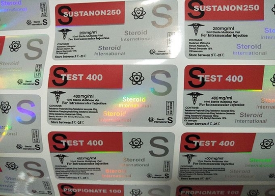 El frasco de cristal de tamaño múltiple etiqueta el holograma personalizado del láser para 300mg Masteron Enanthate