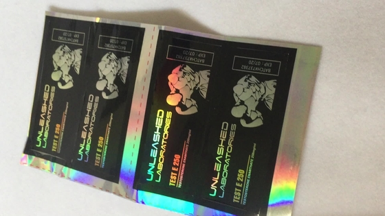 Etiquetas del vial de 10 ml con papel plateado/oro en relieve Para el ensayo E 250