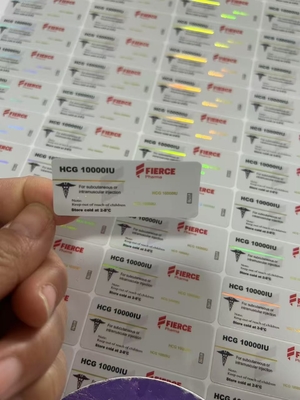 Etiquetas personalizadas de frascos de vidrio para HCG 10000 y otros productos péptidos con material PET holográfico láser