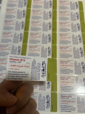 Etiquetas de aceite adhesivo para inyección de vitamina B12 personalizado para botellas de vidrio de 10 ml