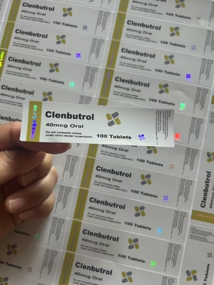 Clen 40mcg Orals Medication Bottle Labels Pharmacy Label with laser effect