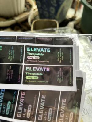 Etiquetas de viales de vidrio pequeños PET con láser holográfico de tirzepatida 15 mg 20 mg 30 mg