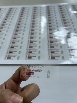 Retat rutida 10 mg Etiquetas claras Etiquetas transparentes del vial de péptidos de PVC