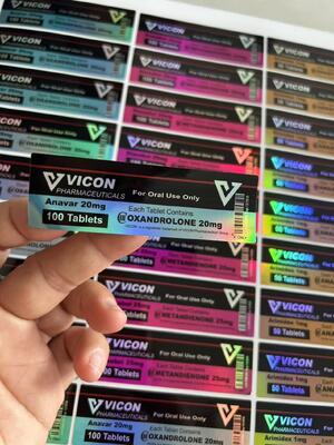 Anavar 20 mg 100 cápsulas Adhesivos para botellas con efecto láser