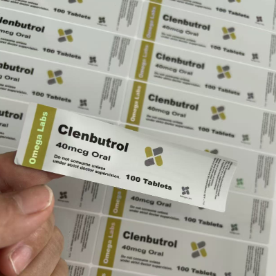 Clenbutrol 40mcg 100 tabletas Etiquetas de material de PVC de diseño personalizado
