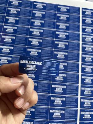 Etiquetas de PVC blancas para agua BAC de 3 ml