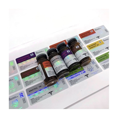 Etiquetas metálicas del frasco de cristal de la impresión de la hoja de plata para el frasco de la dosis múltiple de la inyección del laboratorio