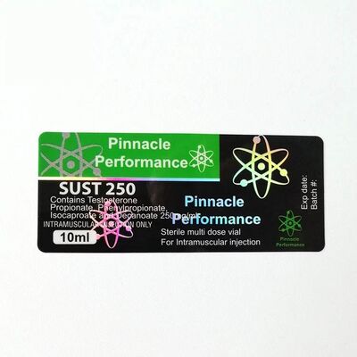 El frasco de vidrio de laboratorio etiqueta la prenda impermeable de tamaño personalizado para sust 250MG