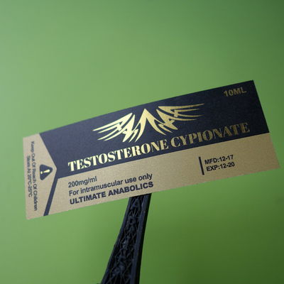 Vial anabólico de 10 ml con lámina de oro brillante a prueba de aceite Pegatina