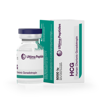 Gonadotropina HCG 5000 IU con etiquetas y cajas combinadas